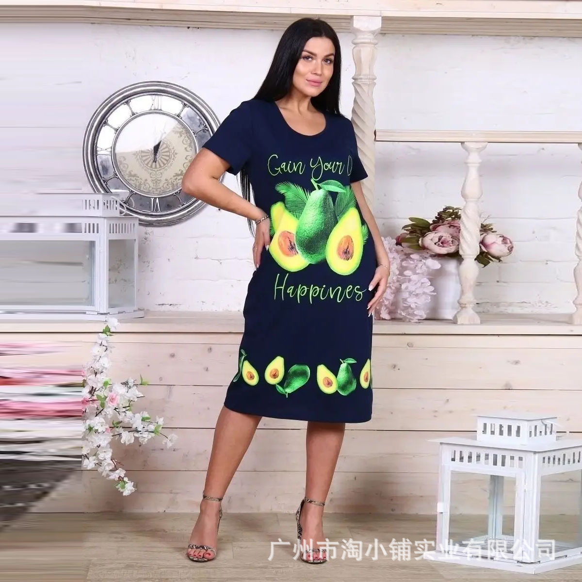 2024 ladies T-shirt factory direct wholesale summer ladies pajamas pajamas fruit loose short sleeve casual Joker.