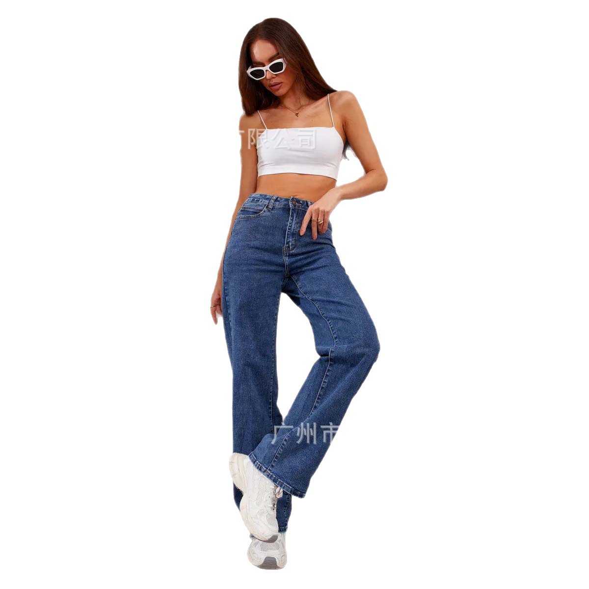 Wide-Leg European and American 2025 Floor-Length Autumn and Winter Spring and Autumn Loose High-Waisted Straight Slimming Drape Jeans for Women New Foreign Trade