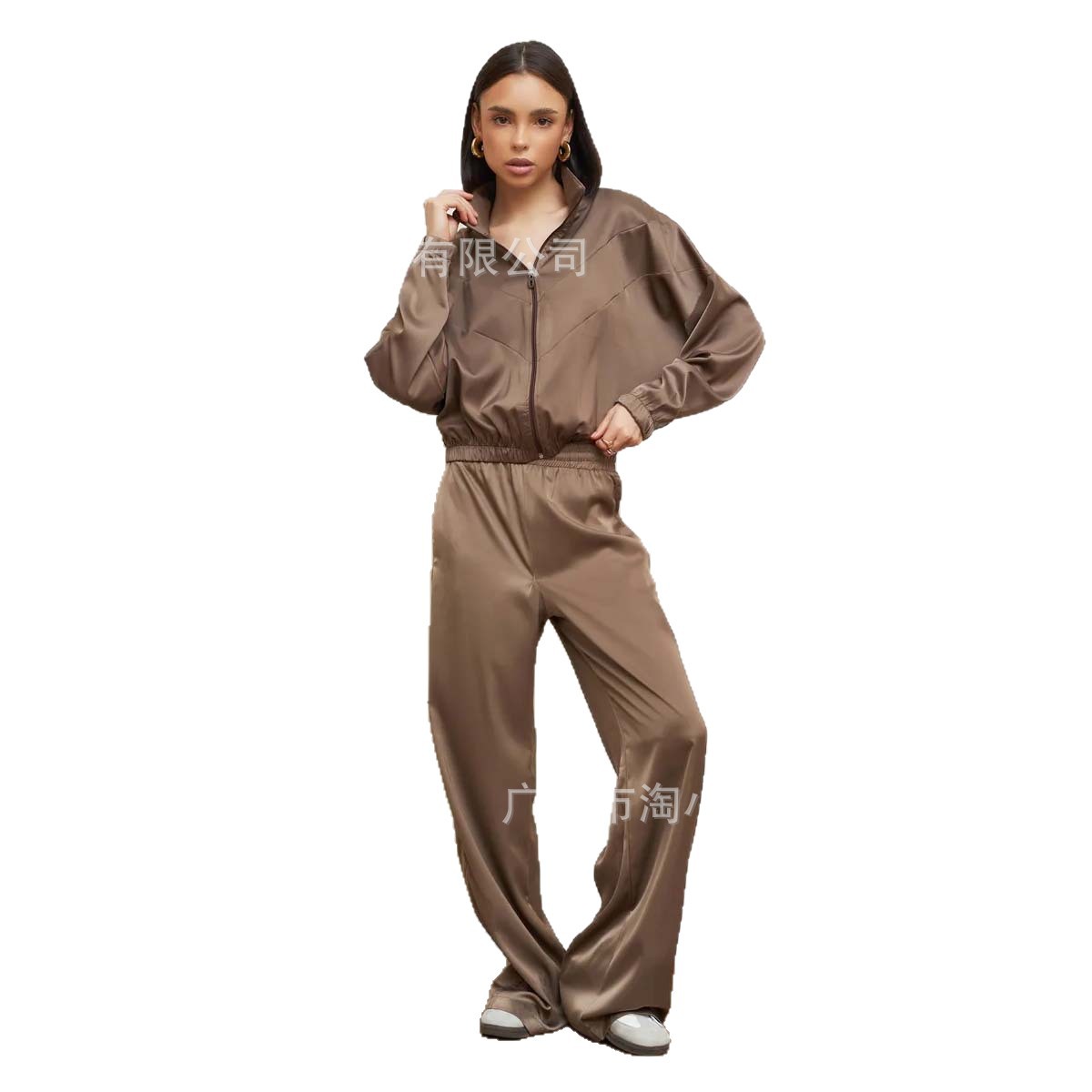 2025 new versatile European and American style fresh commute leisure slimming long sleeve top shirt and trousers thin two-piece suit women