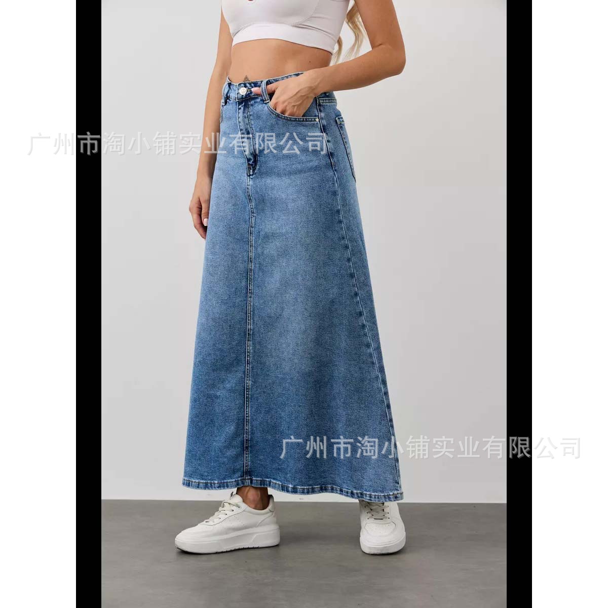 Vintage Denim Skirt Women's Summer 2025 New Spring and Autumn Mid-length Covering Cross A- line Split Hip Skirt