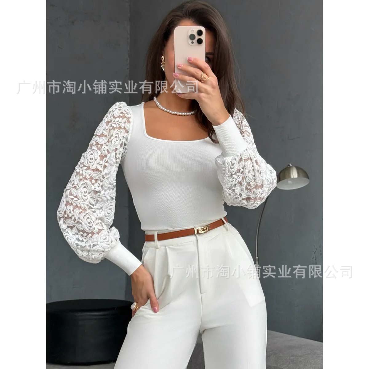 2025 Hot Selling Autumn New Fashion Lace Long-Sleeved Pullover Small Pit Strip Fashion Women's Lace Tops