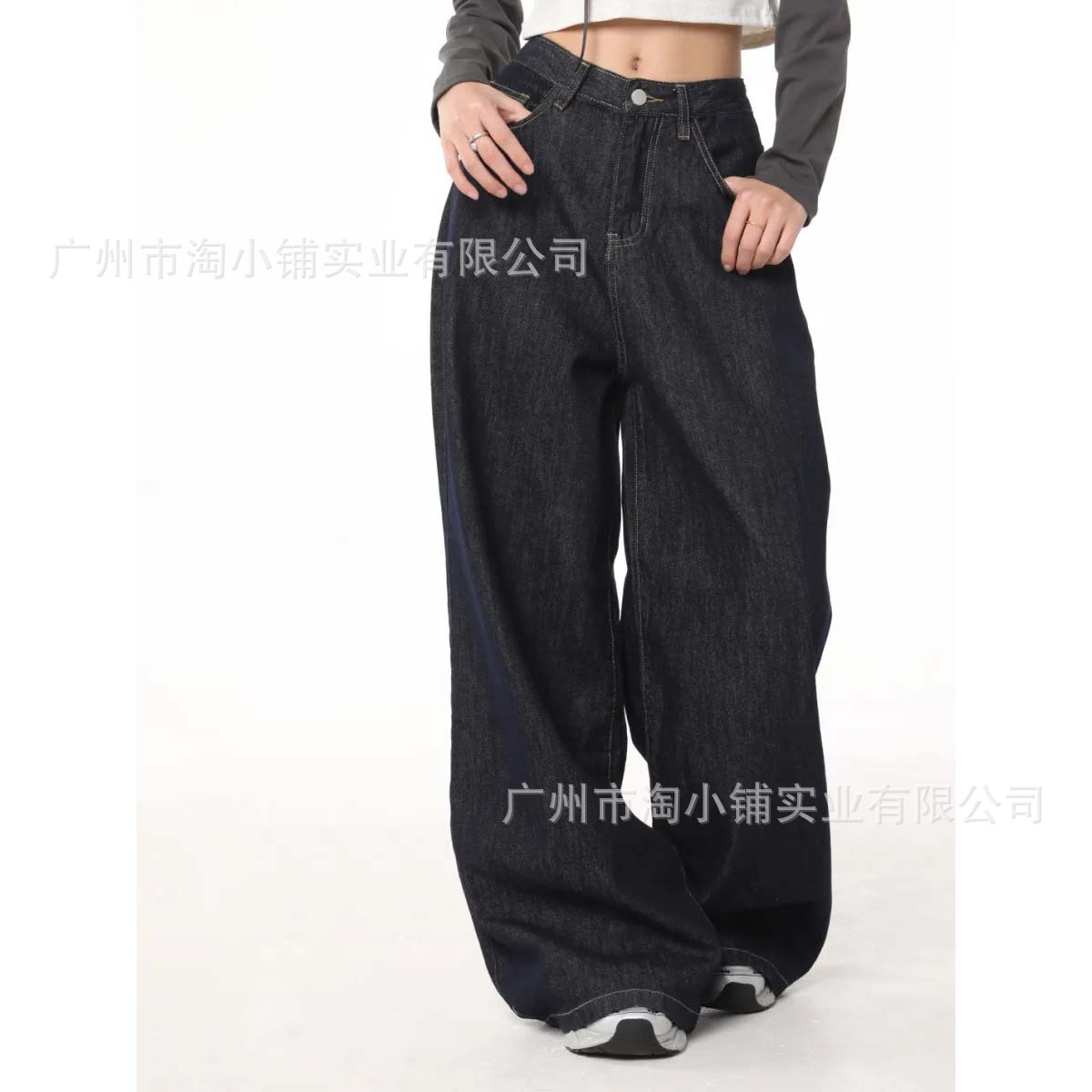 Washed Wide-leg Jeans Women's Spring 2025 New Thin High Waist Loose Slimming Lazy Style Dumping Pants