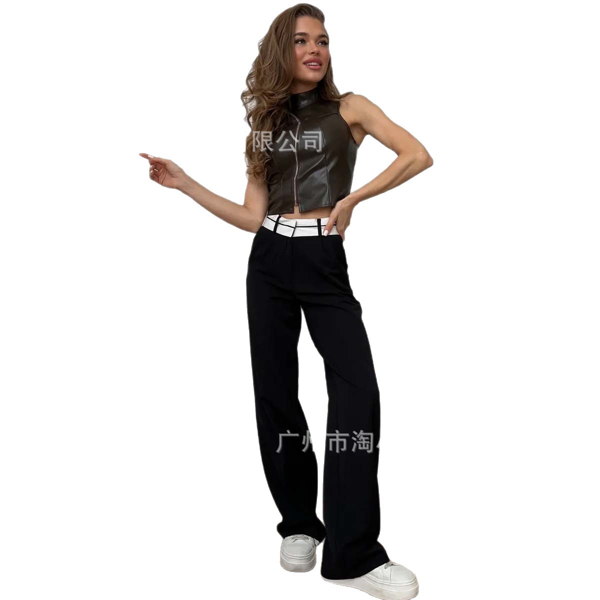 American retro draped suit pants women's spring clothes hot girl design loose slimming and straight wide-leg pants ins fashion