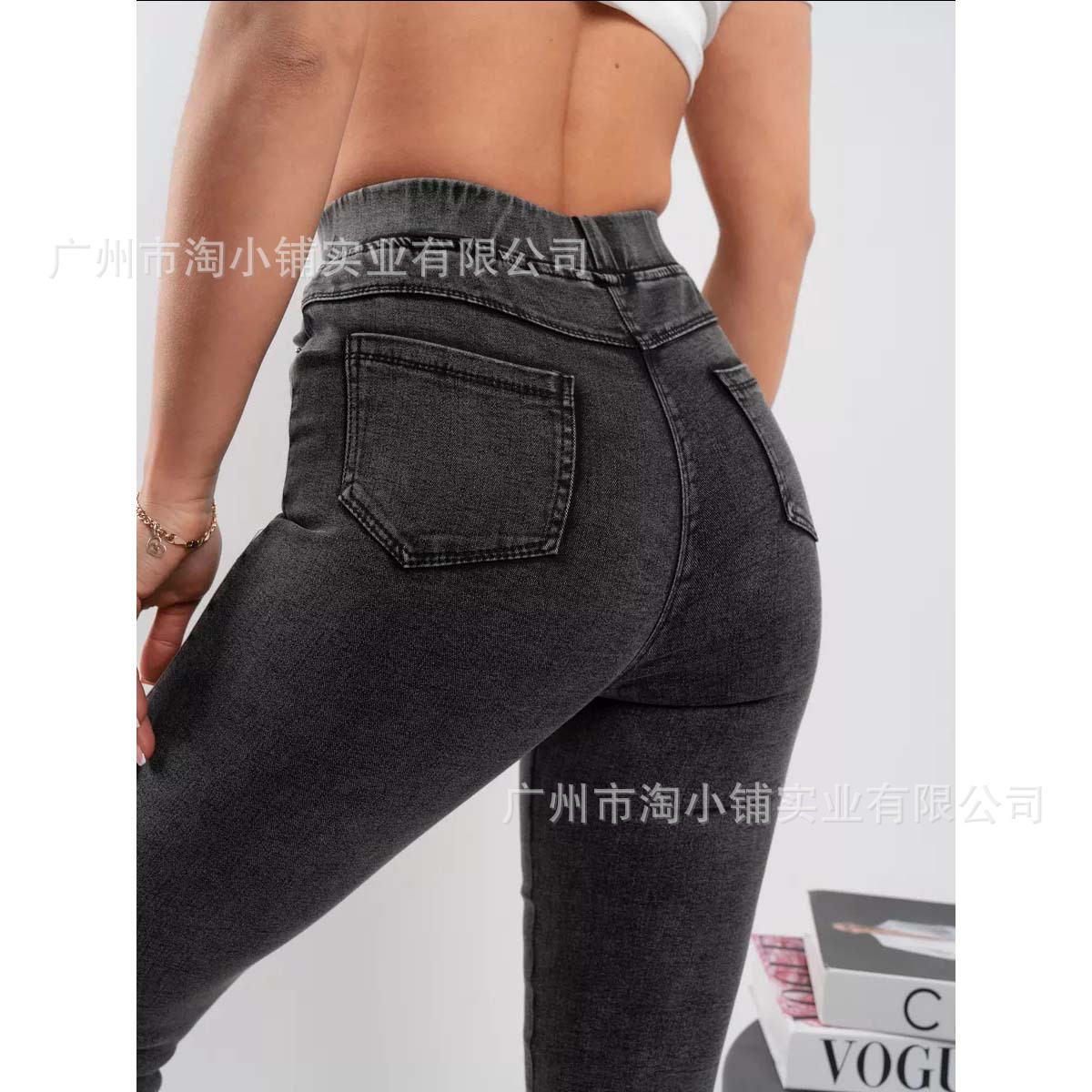 2025 European and American New High Waist Yoga Jeans Tight Hip Slim Double Pocket Sports Casual Fitness Pants
