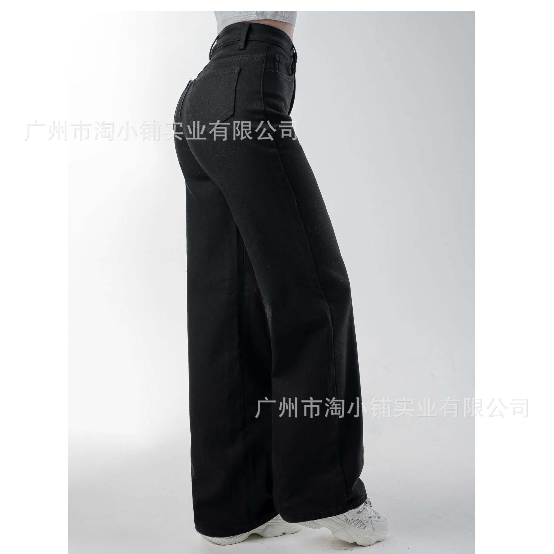 2025 Spring New Black Straight Wide Leg Loose Trousers American Style Micro-La Casual Women's Pants Sports Jeans