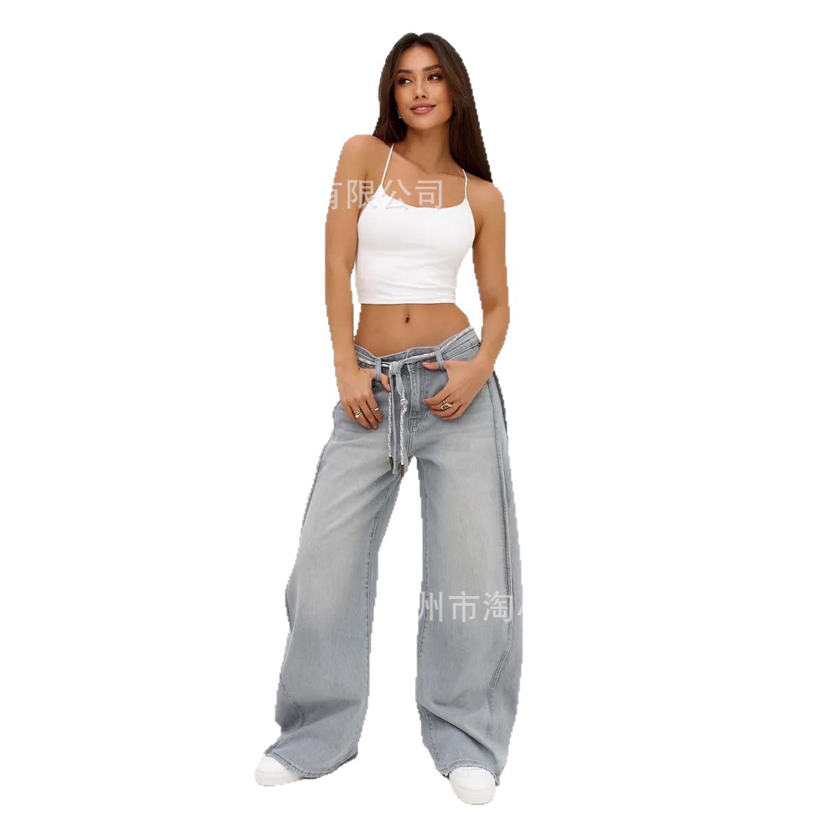 Straight-Leg Jeans Korean Fashion Light Blue Sickle Summer New Wide-Leg Banana Pants Loose Scimitar Long Pants