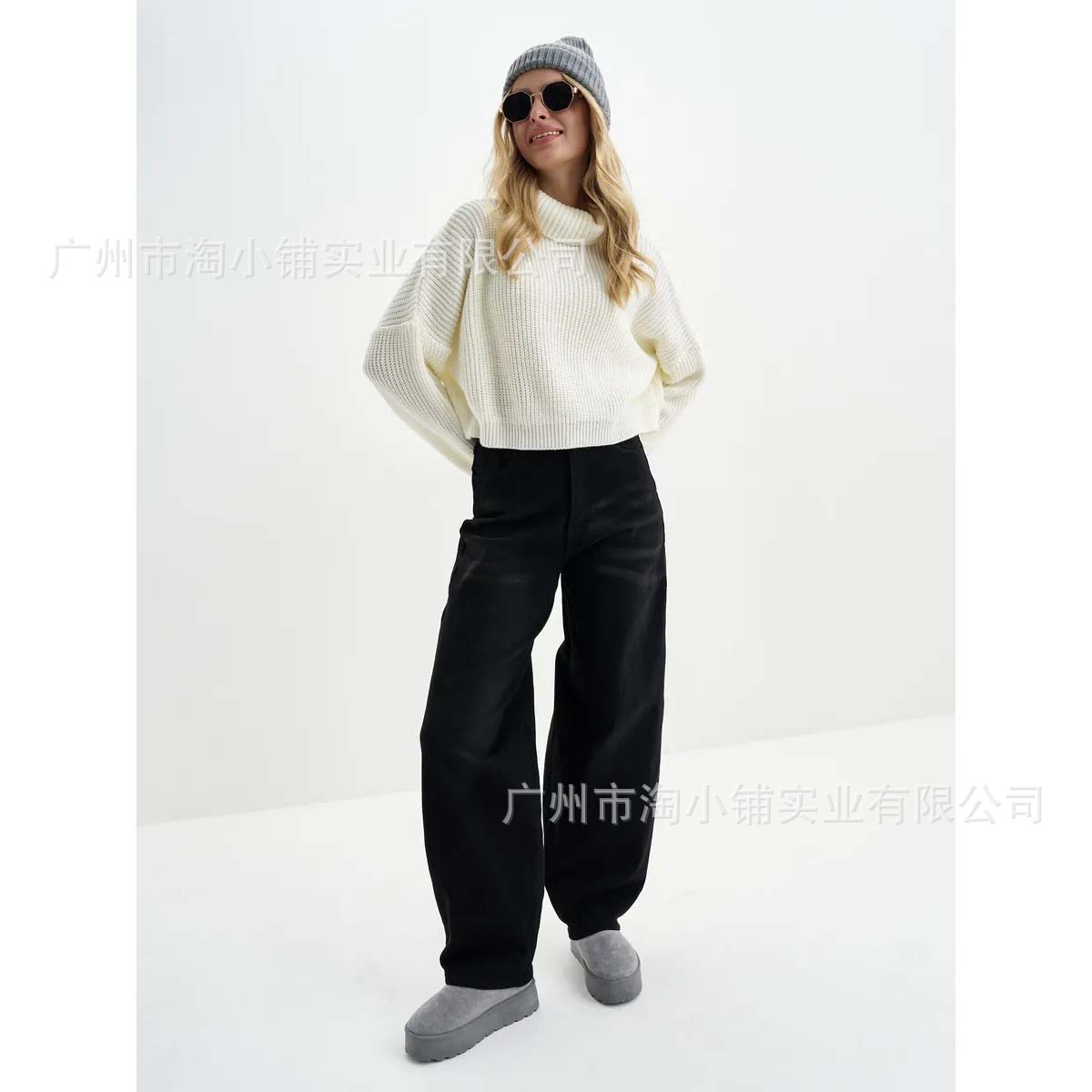 2025 Spring and Autumn New American Washed New Jeans Men's Loose Wide Leg Dipped Micro Horn Jeans