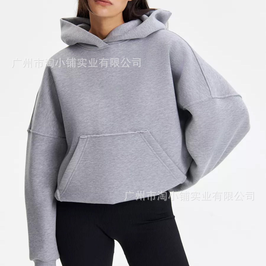 2025 New Women's Blank Hoodie Fleece Hooded Sweater Top Coat Solid Color High-end Simple Women's Sweater