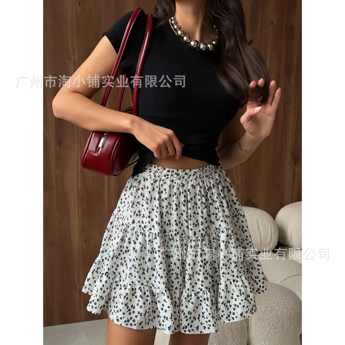 Summer New Style Girls' Floral Cake Skirt, Thin, Sweet, Versatile, Slimming Design, Niche High-Waisted Skirt