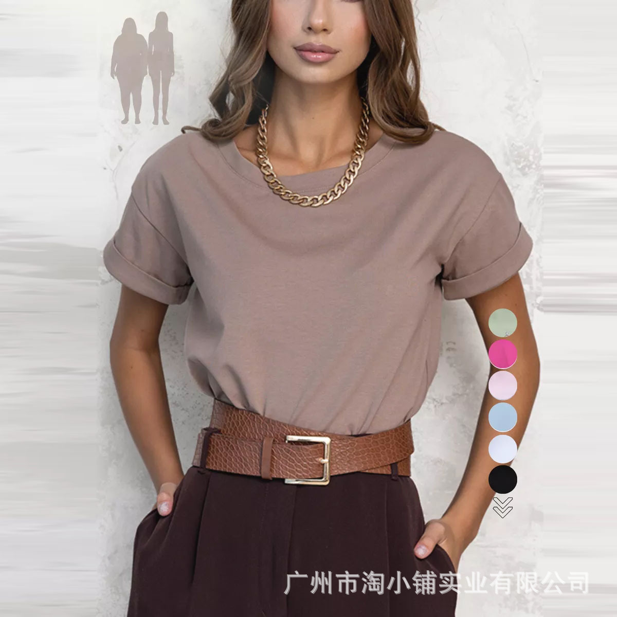 Spring and summer foreign trade women's clothing Amazon cross-border new European and American jacket solid color twist button jacket T-shirt simple high-end sense.