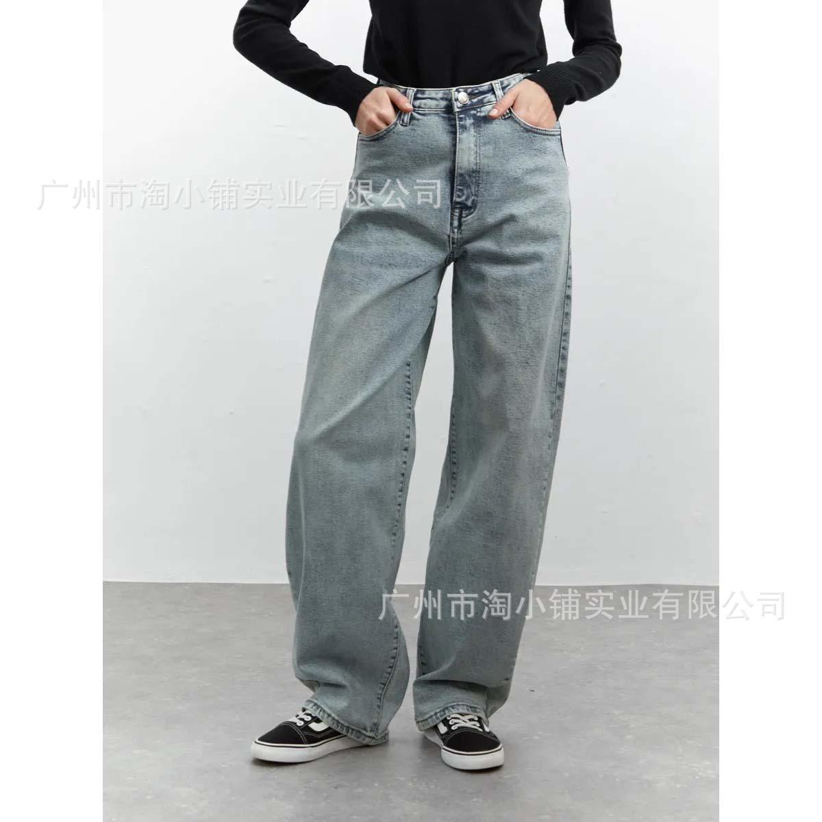 2025 American Retro High-Waisted Loose Straight-Leg Cotton Wide-Leg Jeans for Women, Fashionable Jeans That Make Legs Look Longer