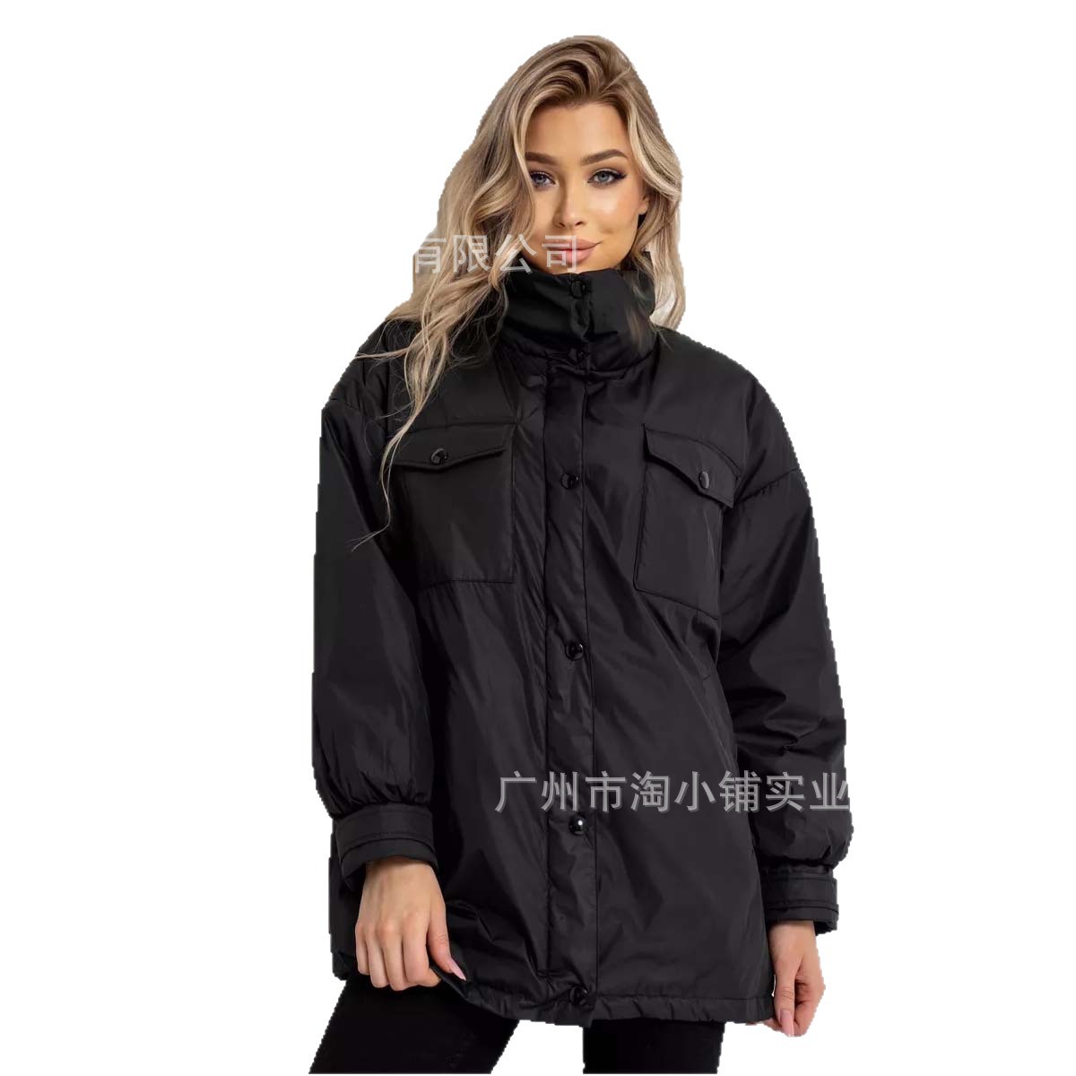 Winter new quilted solid color retro style short cotton jacket female Loose western style all-matching thickened warm cotton coat