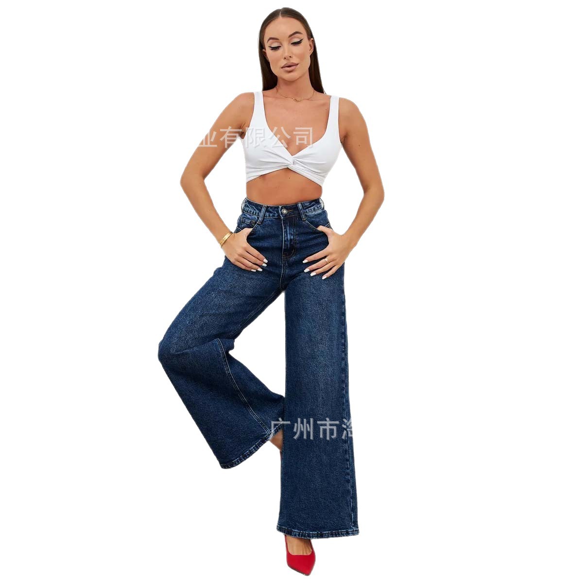 女宽松显瘦直筒喇叭裤