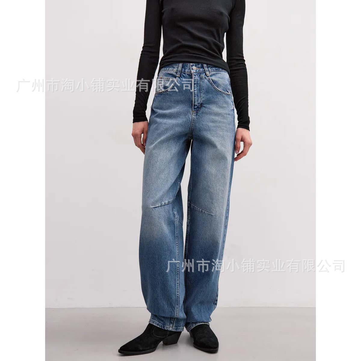 2025 American Heavy Industry Washed Pattern Design Wide Leg Jeans Women's Loose Slimming All-match Straight Trendy Trendy Pants