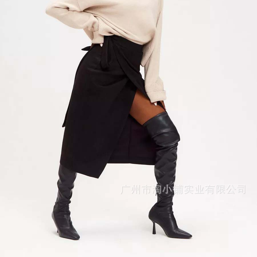 2025 New Solid Color Skirt Women's Autumn and Winter Wei Skirt Korean Style Lazy Small Men's Hip Covering Slimming Irregular Long