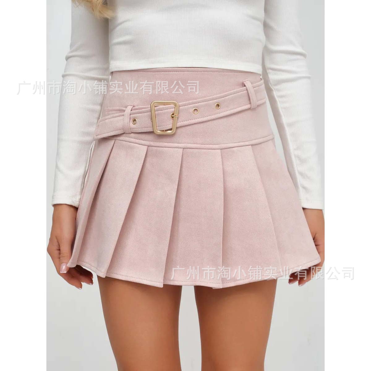 2025 New Hot Girl Skirt High Waist Slim Pleated Skirt Skirt Western Style Retro Belt Pleated Women's Short Skirt