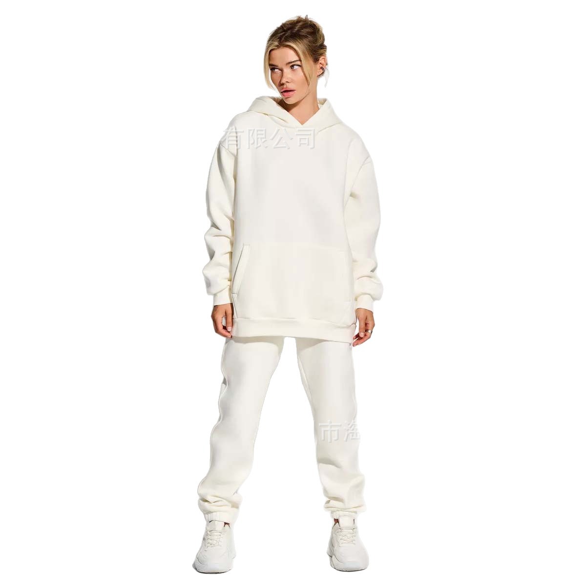 2025 European and American Pure Color Autumn and Winter New Women's Two-Piece Casual Fashion Hoodie Sportswear Pants Suit