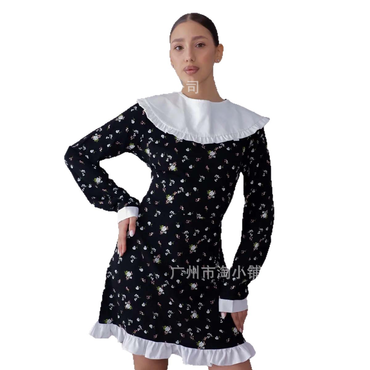2025 European and American Autum New High-End French Floral Short Skirt High-End Western Style Long Slim Elegant Dress for Women