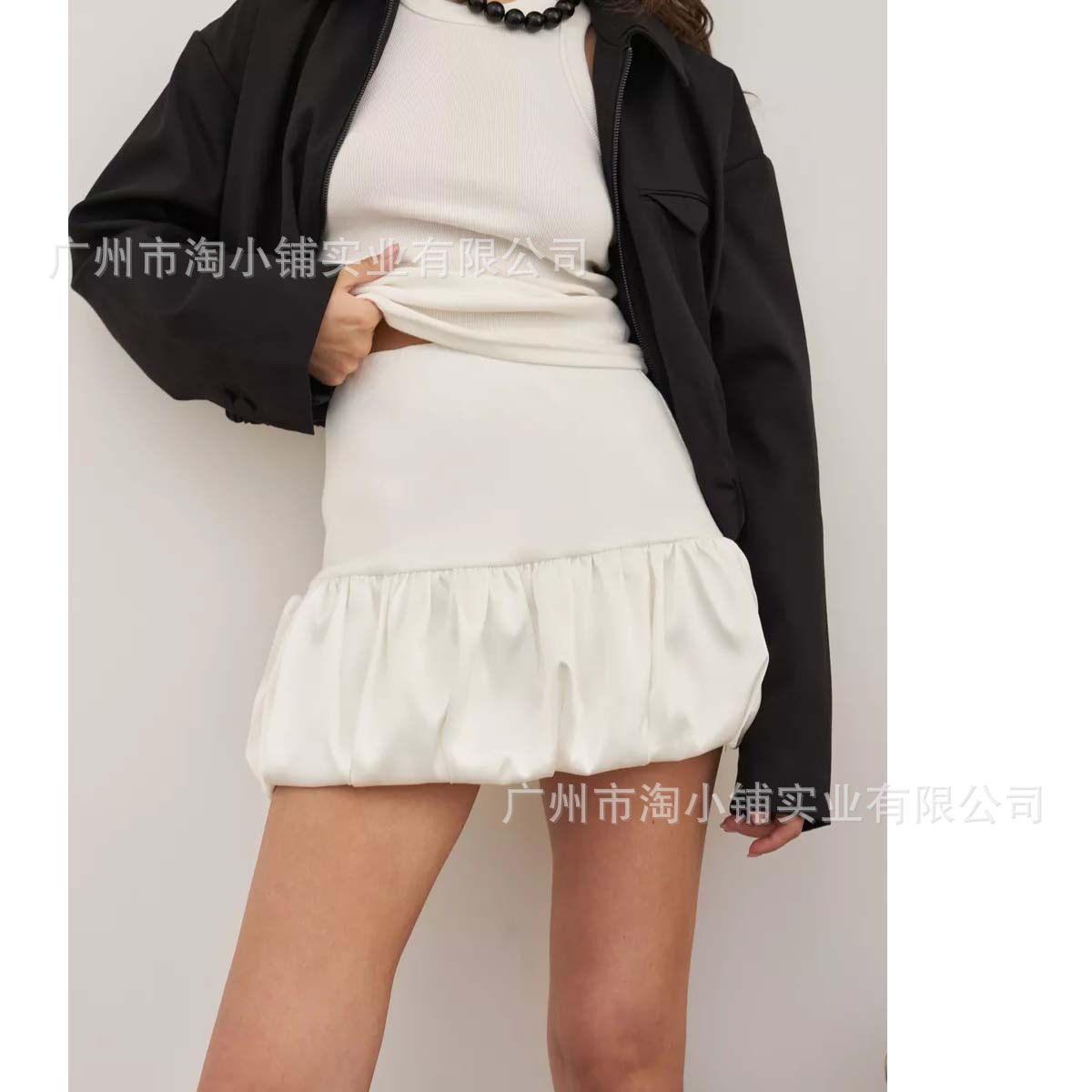 Trendy Versatile 2025 New Women's European and American Style High-Waisted Solid Color Puffy Skirt Women's Puffy Skirt