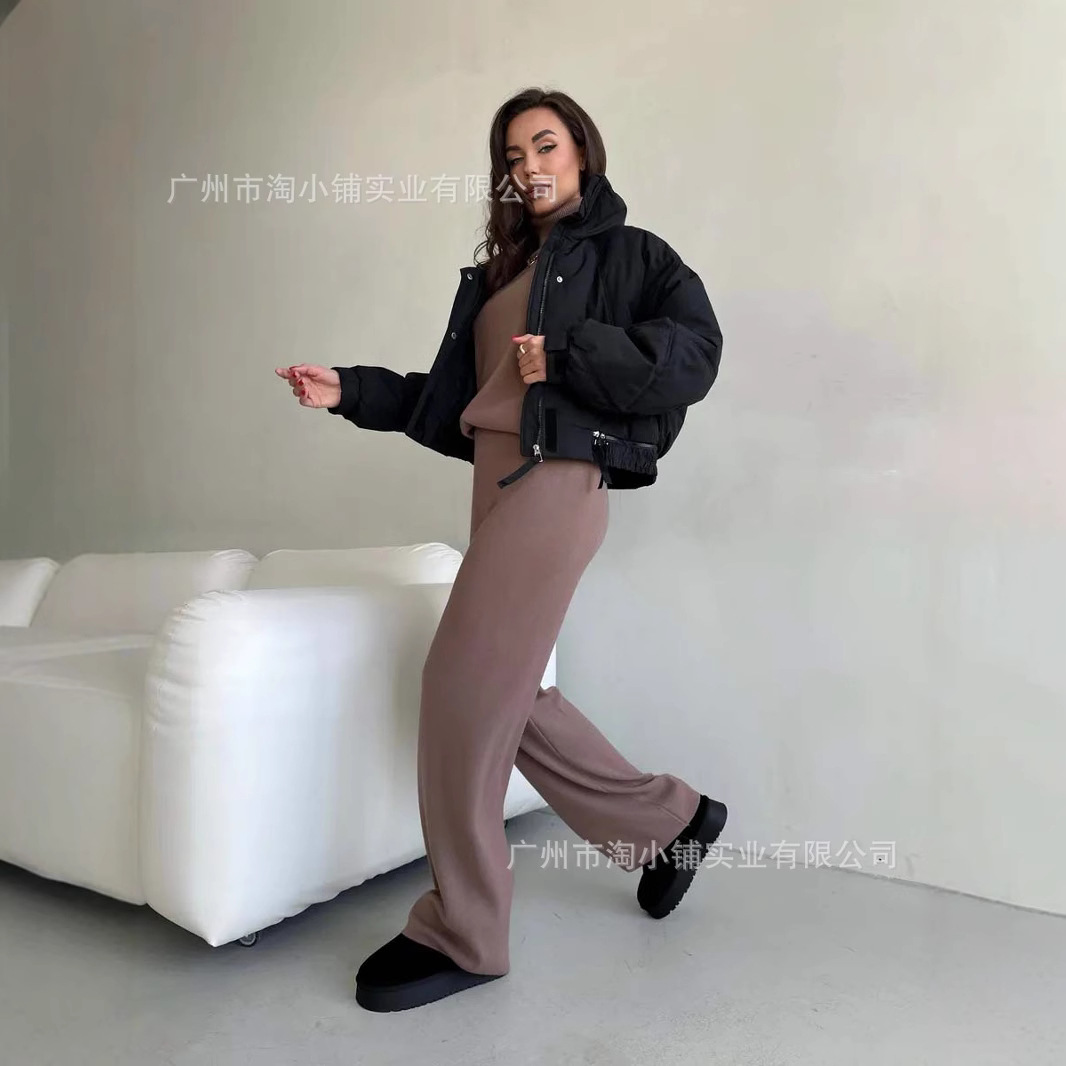 Women's Autumn and Winter High-end Sense Fashionable Elegant Age-reducing Short Style Short Style with Vertical Collar Warm Cotton-padded Jacket Sweet Niche Coat