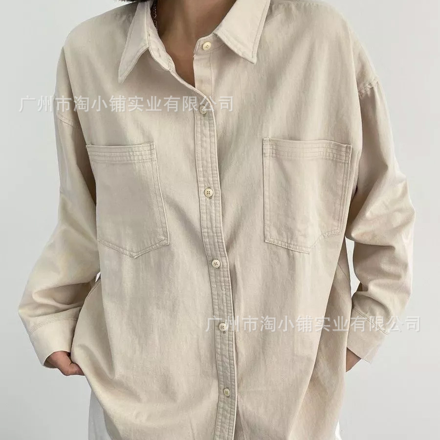 2025 new pure black and white gray powder multi-color cross-border irregular classic women's high-grade Denim shirt fashion women