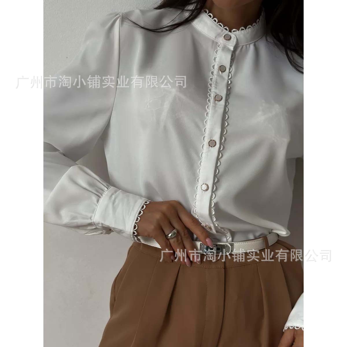2025 New High-Woven Trendy Versatile Niche Ruffled Collar Long-Sleeve French Fashion Blouse Versatile Shirt