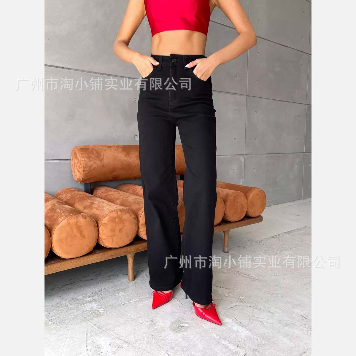 Wide-legged street hipster solid color loose all-match jeans 2025 spring new casual pants slim Denim