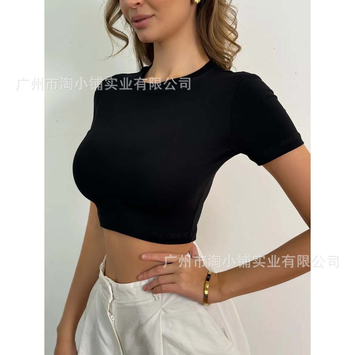 Summer Fashion Solid Color T-Shirt Casual Ladies Short Short Sleeve Top Street Style Casual All-Match T-Shirt Short Top