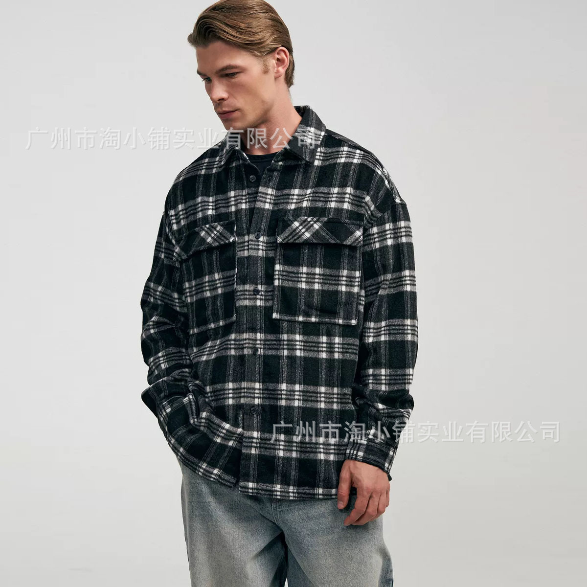 2025 new factory wholesale Europe and the United States cross-border fashion men's plaid shirt street trend Joker wind jacket men