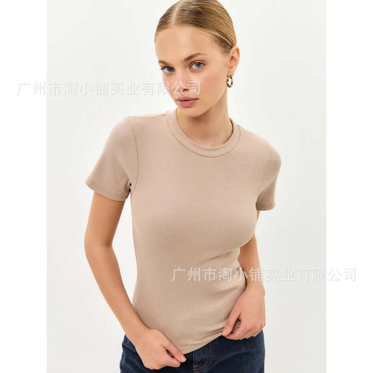 Women's Short-Sleeved Shirt Small Round Neck 2025 Spring and Summer New Bottoming Outer Wear Round Neck Short-Sleeved Knitwear Pure Color Women's Short-Sleeved Shirt