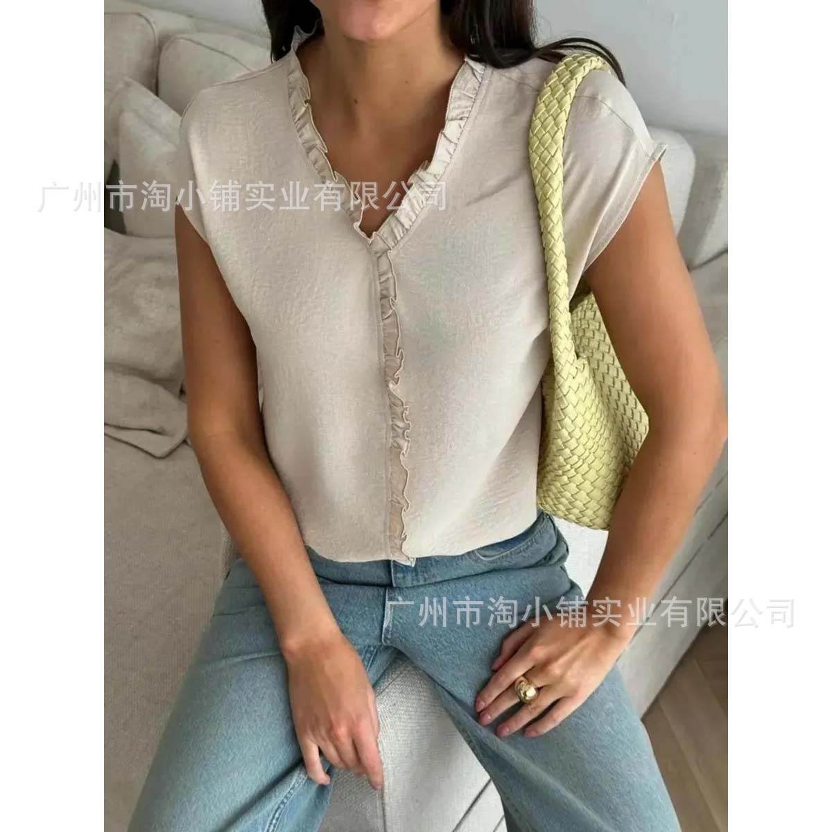 2025 New Summer Style Artistic Loose Pure Color Round Neck Sleeveless Shirt Women's Shirt Versatile Top Short-Sleeved Top