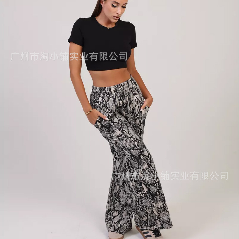 2025 new European and American new python pattern digital printed leggings women's European and American high snake pattern women's casual
