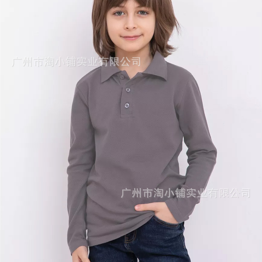 2025 New Boys Polo Shirt Long-sleeved Shirt Children's Cotton Lapel Garden Clothes Top Long-sleeved Lapel All-match Shirt