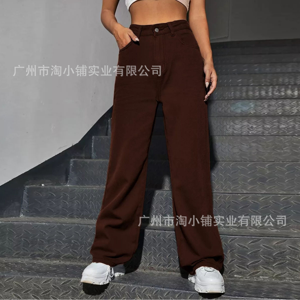 Women's Straight Tube Loose Brown Wide Leg Pants Factory Wholesale Jeans New Trendy All-match Fashion Western Style Pants