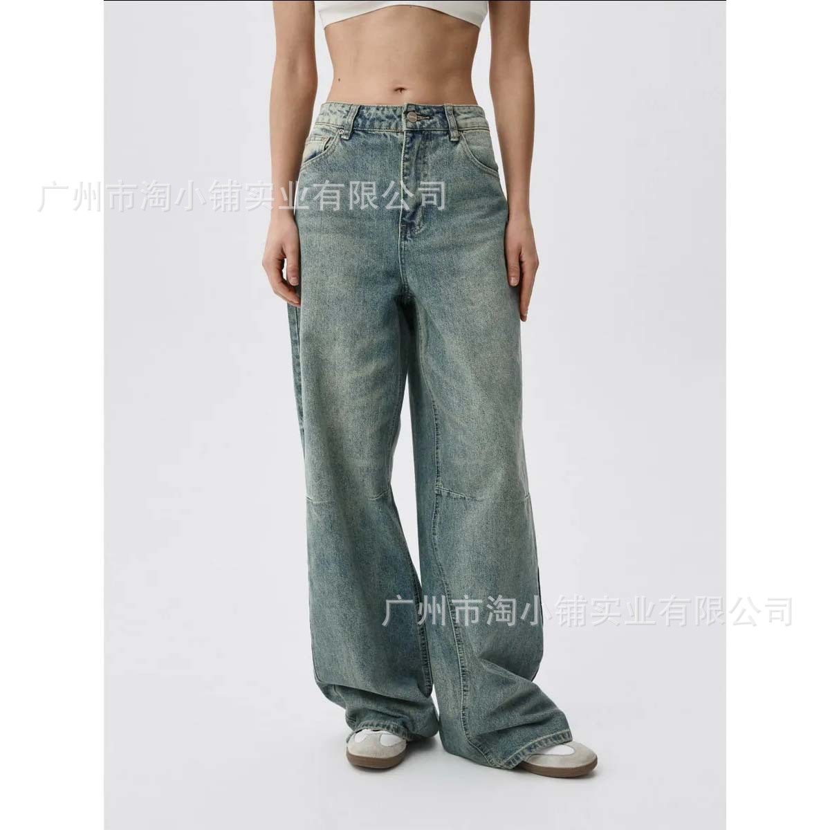2025 Spring New Arrival Waste Soil Wind High Waist Dirty Dye Old Casual Jeans Trousers Teenage Women Jeans