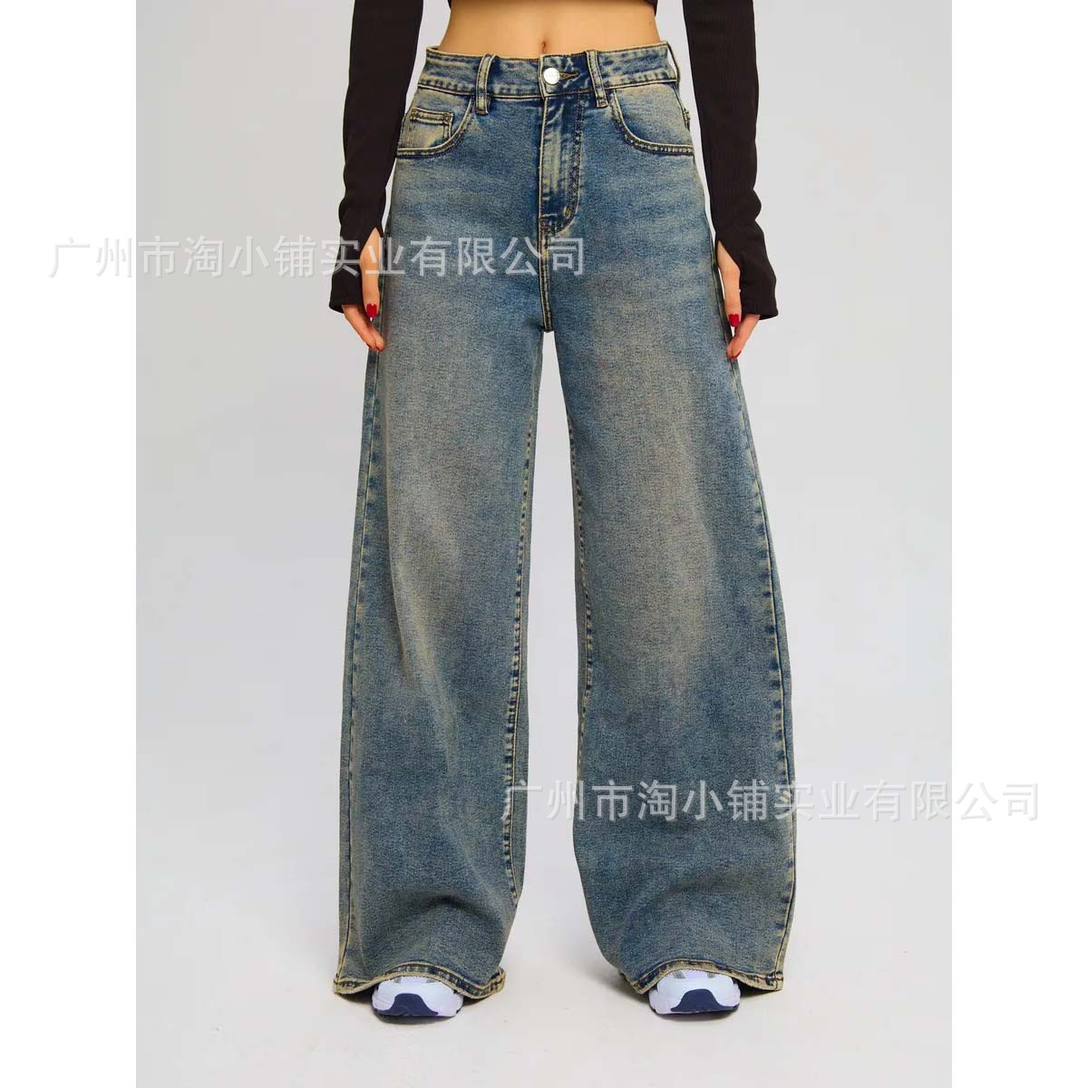 2025 Spring European and American Retro Jeans Women's Amazon New Loose Slimming Old Wide Leg Pants Women's Pants