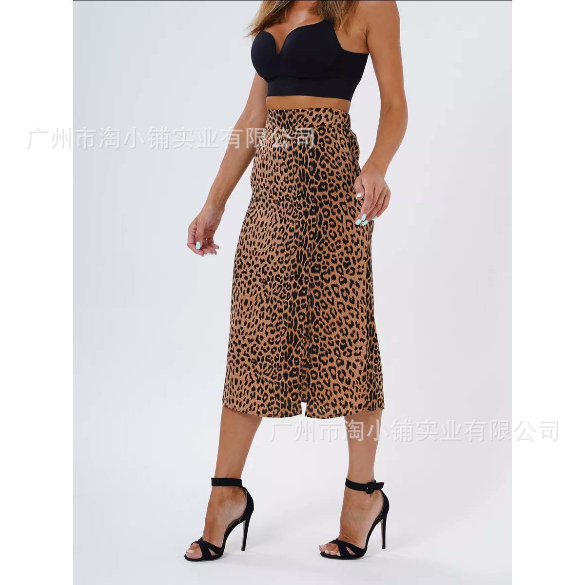 2025 New Summer Sexy Leopard Print Skirt Hip-Covering Slit Skirt Hot Girl High-Waisted Women's Half-Length Skirt