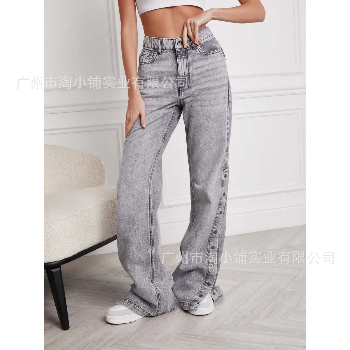 2025 Spring Design Sense Skinny Denim Wide Leg Dragging European and American Jeans Retro High Waist Women's Jeans